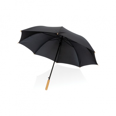 Logo trade corporate gift photo of: 27" Impact AWARE™ RPET 190T auto open bamboo umbrella