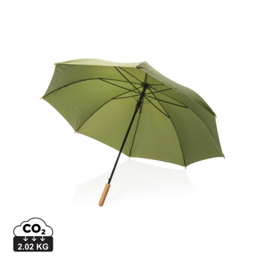 Logo trade advertising products picture of: 27" Impact AWARE™ RPET 190T auto open bamboo umbrella