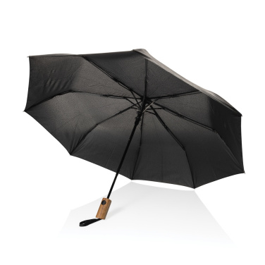 Logo trade promotional gift photo of: Kaycey 21" AWARE™ RPET Acacia wood mini auto open umbrella