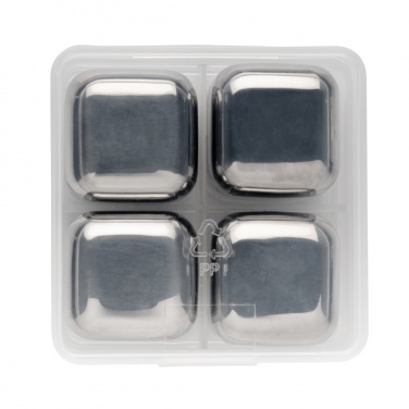 Logo trade promotional merchandise photo of: Re-usable stainless steel ice cubes 4pc