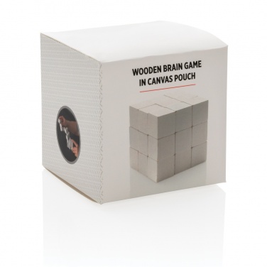 Logo trade promotional merchandise photo of: Wooden brain game in canvas pouch