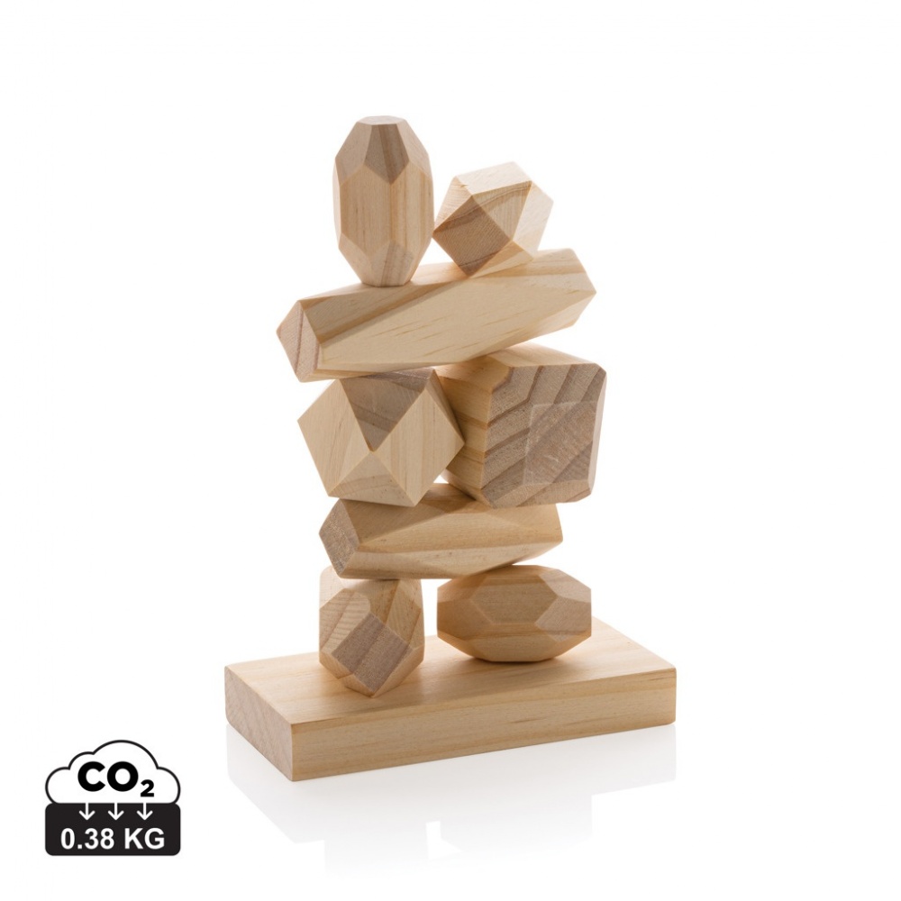 Logo trade advertising products image of: Ukiyo Crios wooden balancing rocks in pouch