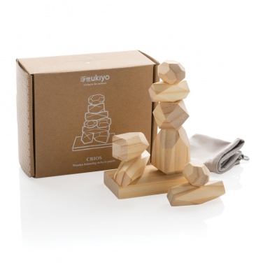 Logotrade promotional giveaway image of: Ukiyo Crios wooden balancing rocks in pouch