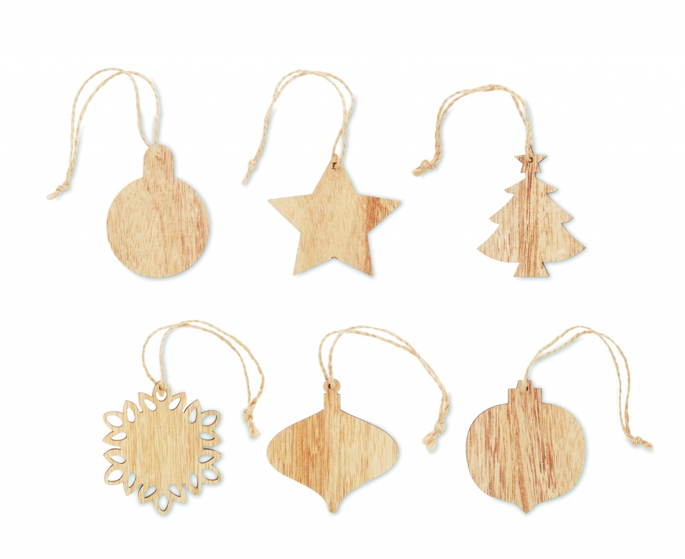 Logo trade promotional product photo of: Set of wooden Xmas ornaments