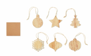 Logo trade advertising products image of: Set of wooden Xmas ornaments