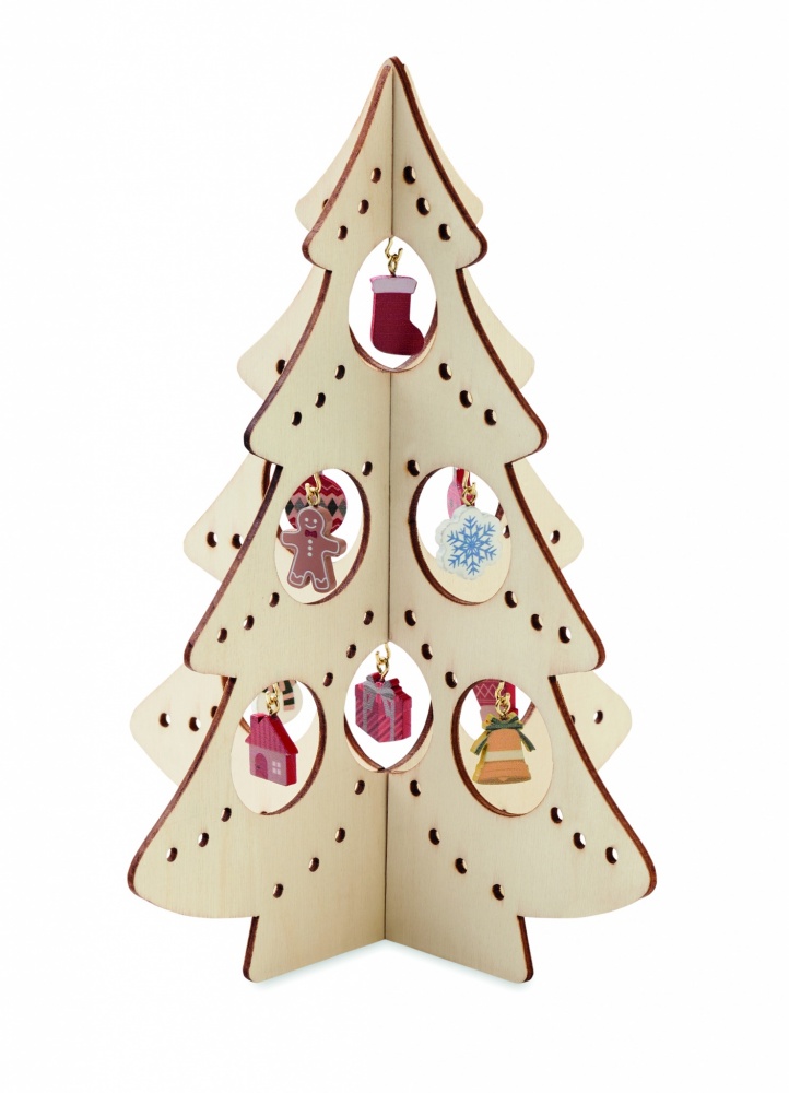 Logo trade promotional giveaways image of: Wooden Xmas tree decoration