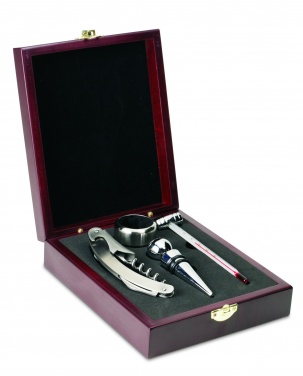 Logo trade promotional items image of: Classic wine set in wooden box