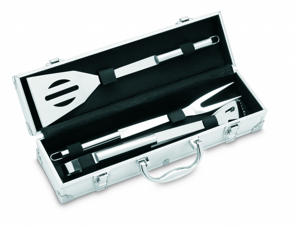 Logotrade promotional merchandise picture of: 3 BBQ tools in aluminium case