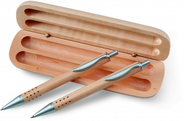 Logo trade promotional merchandise picture of: Pen gift set in wooden box