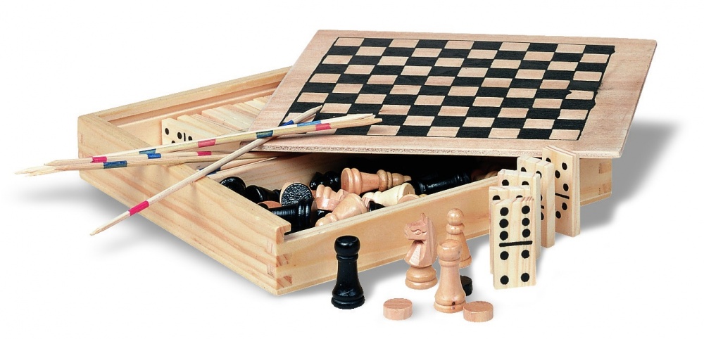 Logo trade promotional product photo of: 4 games in wooden box