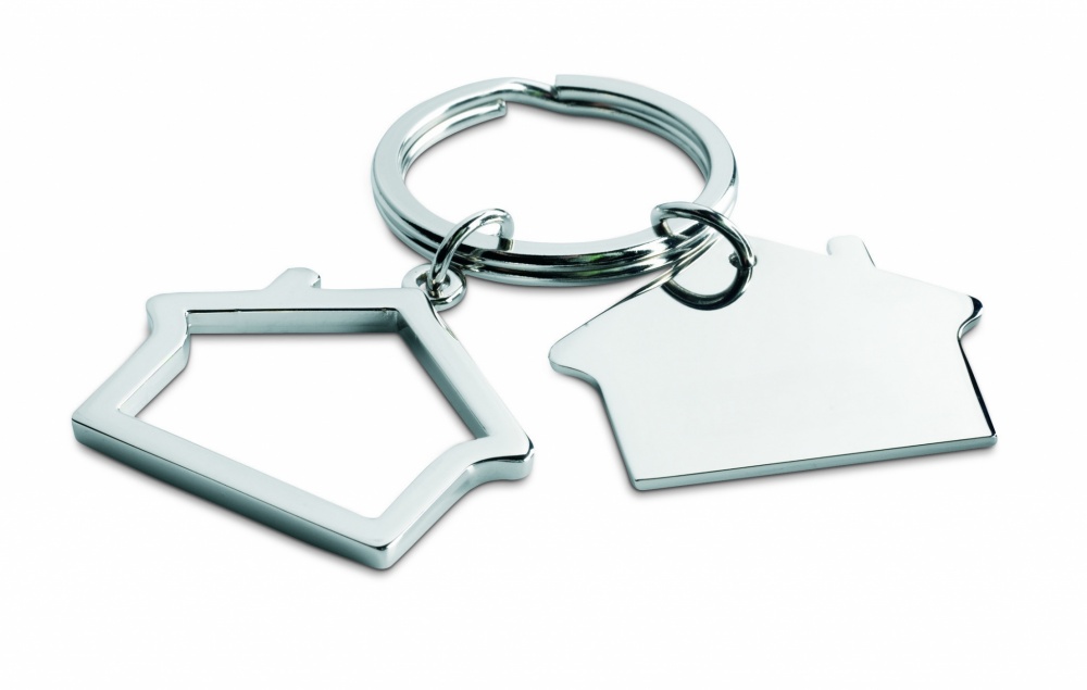 Logo trade promotional items picture of: Metal key ring house shape Jyvaskyla