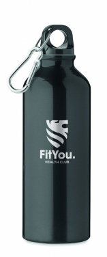 Logo trade promotional merchandise picture of: 500 ml single-walled water bottle made of recycled aluminum with a carabiner