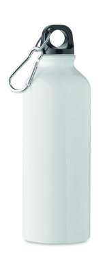 Logotrade business gift image of: 500 ml single-walled water bottle made of recycled aluminum with a carabiner