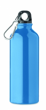 Logotrade promotional product picture of: 500 ml single-walled water bottle made of recycled aluminum with a carabiner