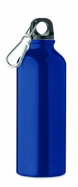 Logotrade advertising product image of: 500 ml single-walled water bottle made of recycled aluminum with a carabiner