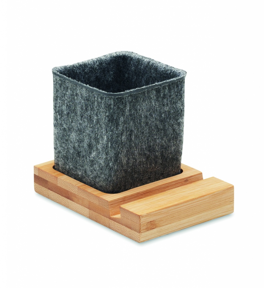 Logo trade promotional giveaway photo of: RPET felt pen pot phone stand