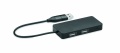 3 port USB hub with 20cm cable, Black