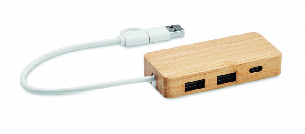 Logotrade corporate gift picture of: Bamboo USB 3 ports hub