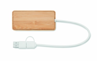 Logotrade promotional products photo of: Bamboo USB 3 ports hub