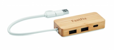 Logo trade advertising products image of: Bamboo USB 3 ports hub