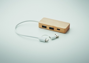 Logotrade promotional product image of: Bamboo USB 3 ports hub