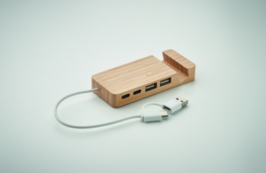 Logotrade promotional item picture of: Bamboo USB 4 ports hub