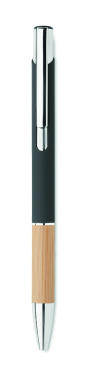 Logo trade promotional products image of: Ballpoint pen made of aluminum with a bamboo grip