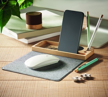 Logo trade promotional merchandise photo of: Wireless charger in bamboo 15W