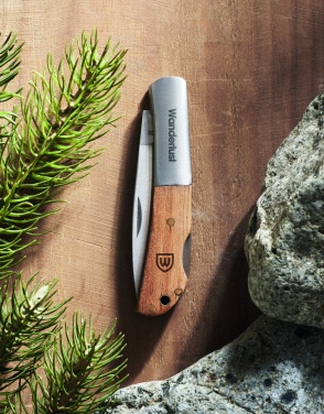 Logo trade promotional giveaway photo of: Foldable knife in acacia wood