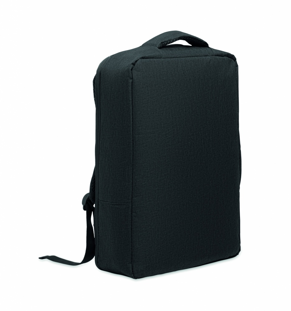 Logo trade promotional gifts picture of: A safe 15-inch laptop backpack made of 300D RPET with a 210D RPET lining and customizable printing.