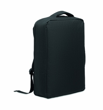 Logo trade promotional gifts image of: A safe 15-inch laptop backpack made of 300D RPET with a 210D RPET lining and customizable printing.