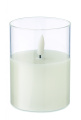 LED wax candle in glass holder, White