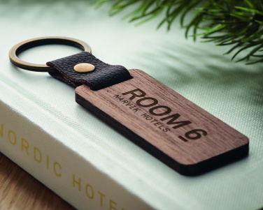 Logotrade promotional gifts photo of: Key ring in walnut and PU Kokkola