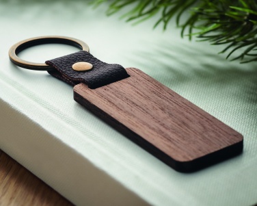 Logotrade promotional item image of: Key ring in walnut and PU Kokkola