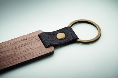 Logotrade promotional item picture of: Key ring in walnut and PU Kokkola