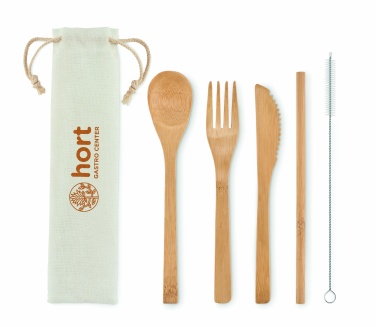 Logo trade promotional products picture of: Bamboo cutlery with straw