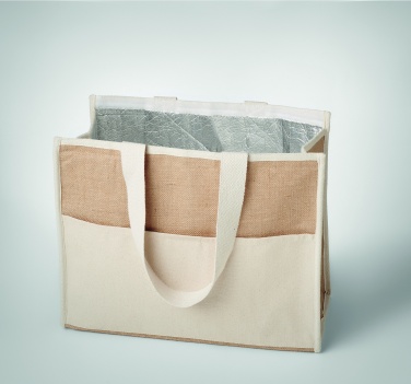 Logo trade corporate gifts image of: Jute and canvas cooler bag