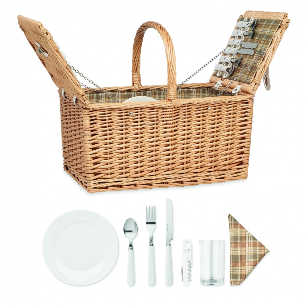 Logo trade promotional giveaway photo of: Wicker picnic basket 4 people