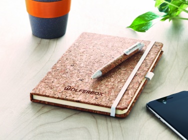 Logo trade promotional merchandise image of: A5 cork notebook with pen