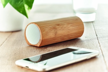 Logo trade promotional gifts picture of: Wireless bamboo speaker 2x5W