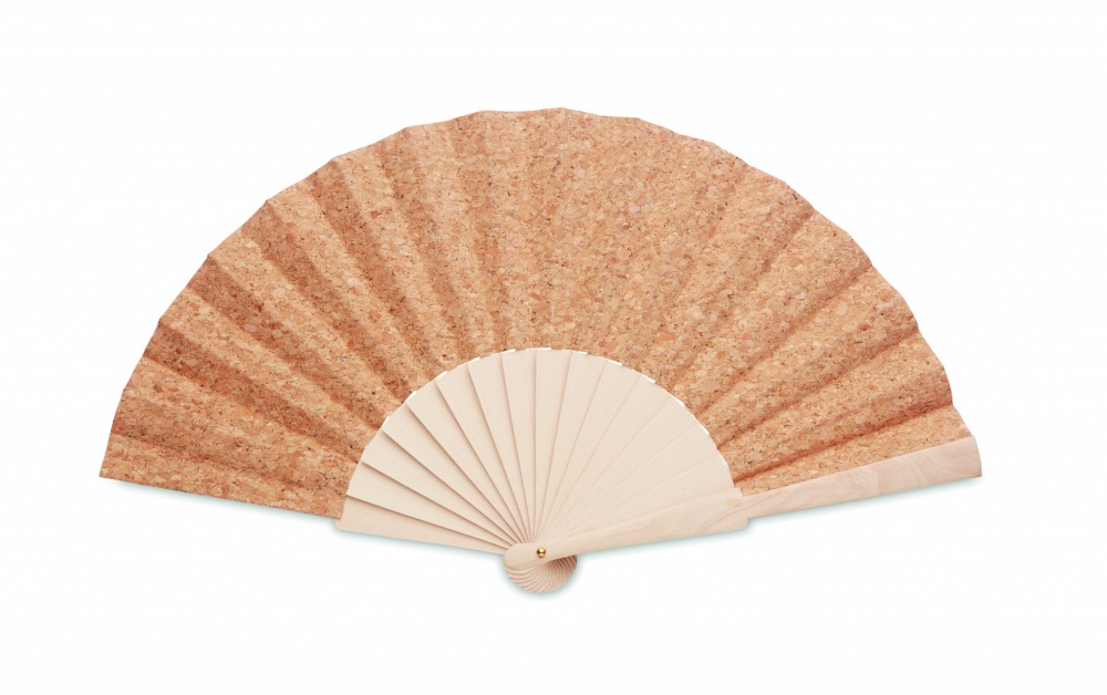 Logo trade promotional merchandise image of: Wood hand fan with cork fabric