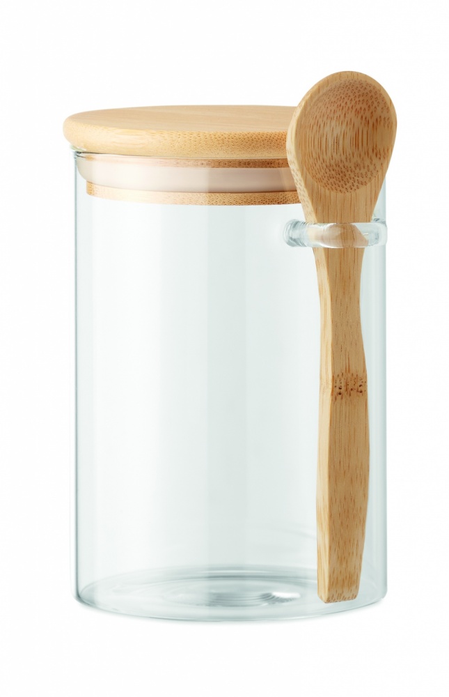 Logotrade promotional products photo of: Glass jar with spoon 600 ml