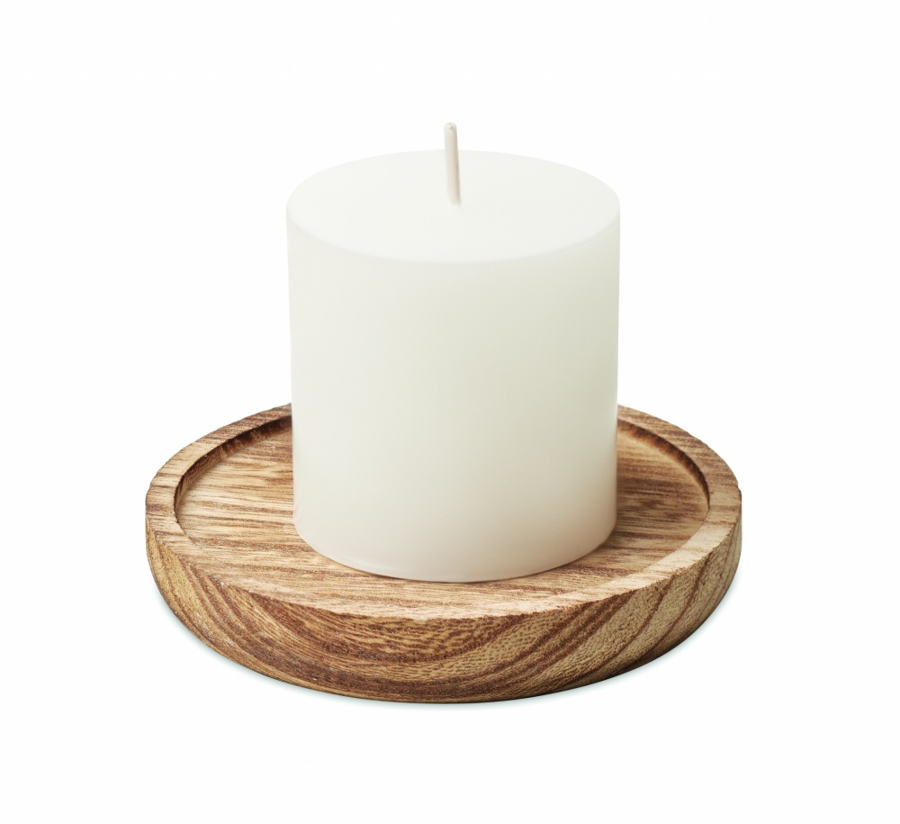 Logotrade promotional giveaway picture of: Candle on round wooden base