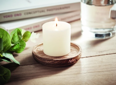 Logo trade advertising product photo of: Candle on round wooden base