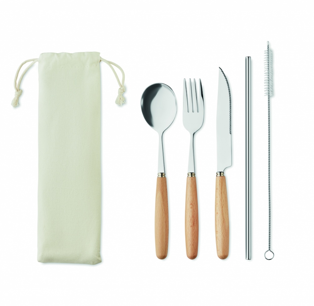 Logo trade promotional giveaways image of: Cutlery set stainless steel