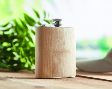 Logotrade business gifts photo of: Bamboo slim hip flask 170ml