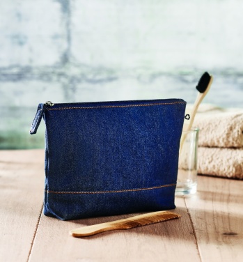 Logo trade promotional gifts picture of: Recycled denim cosmetic pouch