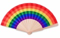 Rainbow wooden hand fan, Multicolour