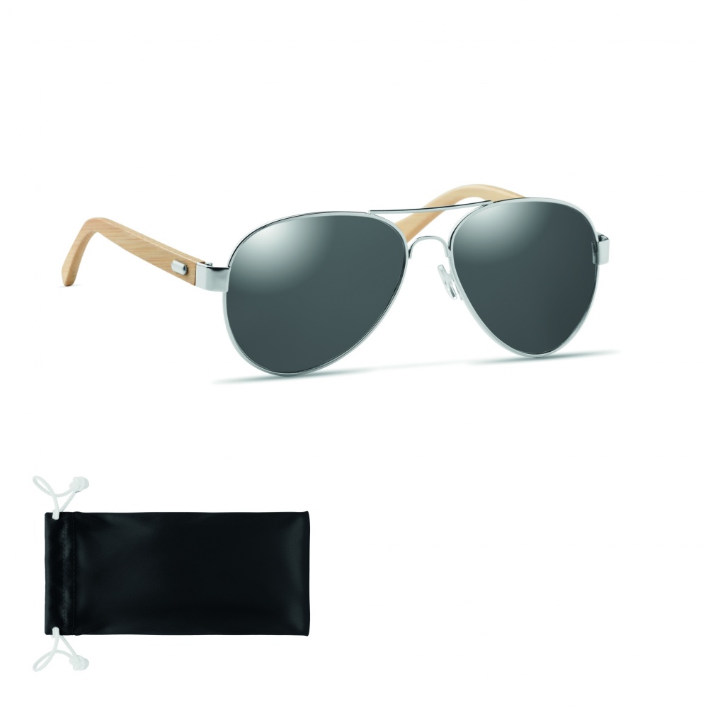 Logotrade promotional giveaway image of: Bamboo sunglasses in pouch TARTU