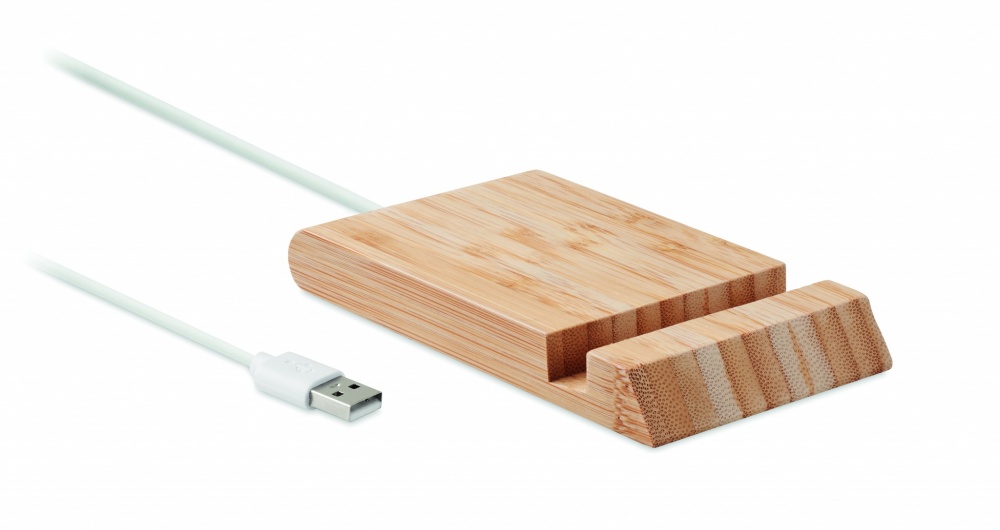 Logo trade corporate gifts image of: Bamboo wireless charger  10W ODOS